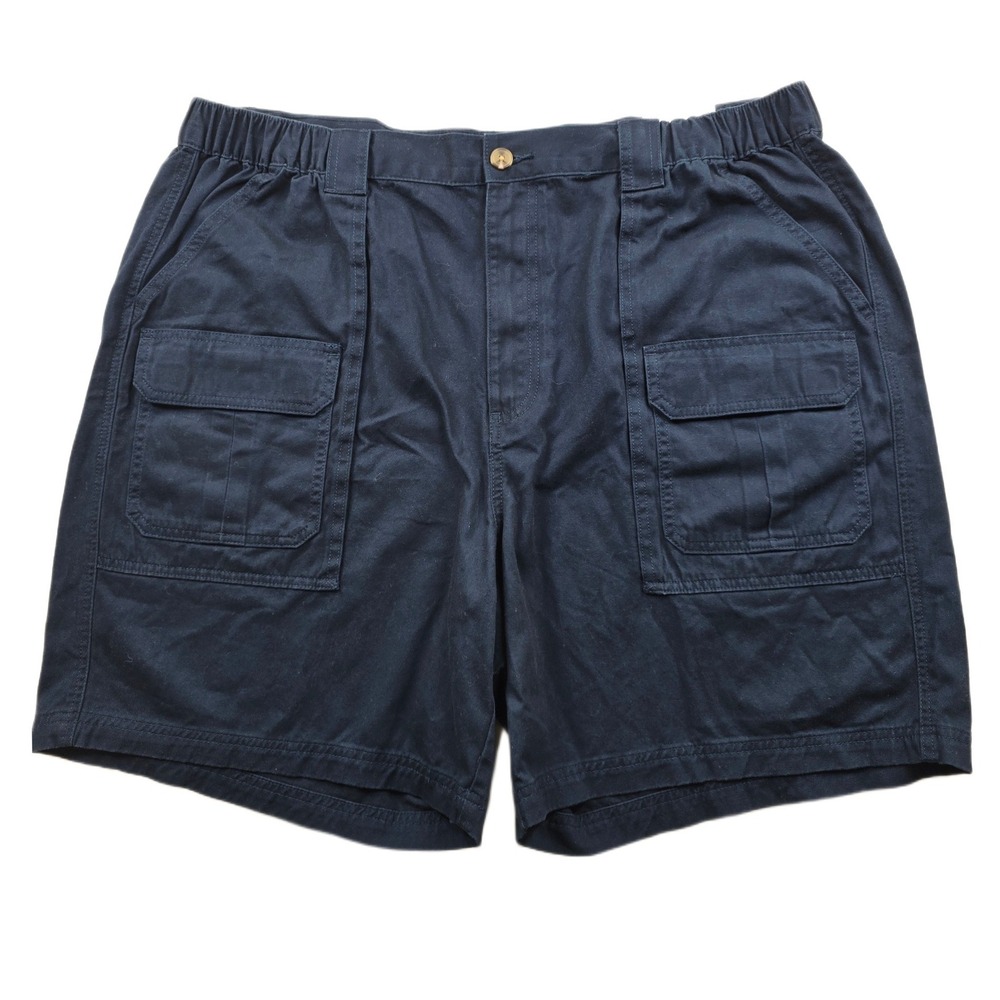 Croft & Barrow Chino Cargo Shorts Mens 42 Navy Blue Cotton Side Elastic NEW